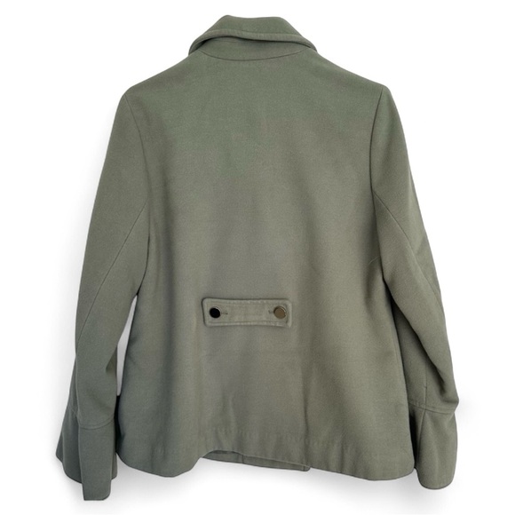 Crown & Ivy Sage Double Breasted Short Pea Coat Fluted Sleeves-Size Large - Picture 8 of 11